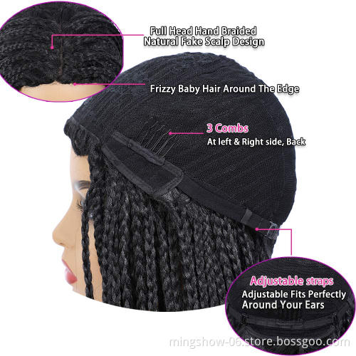 Synthetic wigs heat resistant knotless box braided wigs for black women